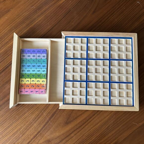 Wooden Sudoku Puzzles Board Game with Drawer (Colorful) - Math Brain Teaser T... - Picture 4 of 6